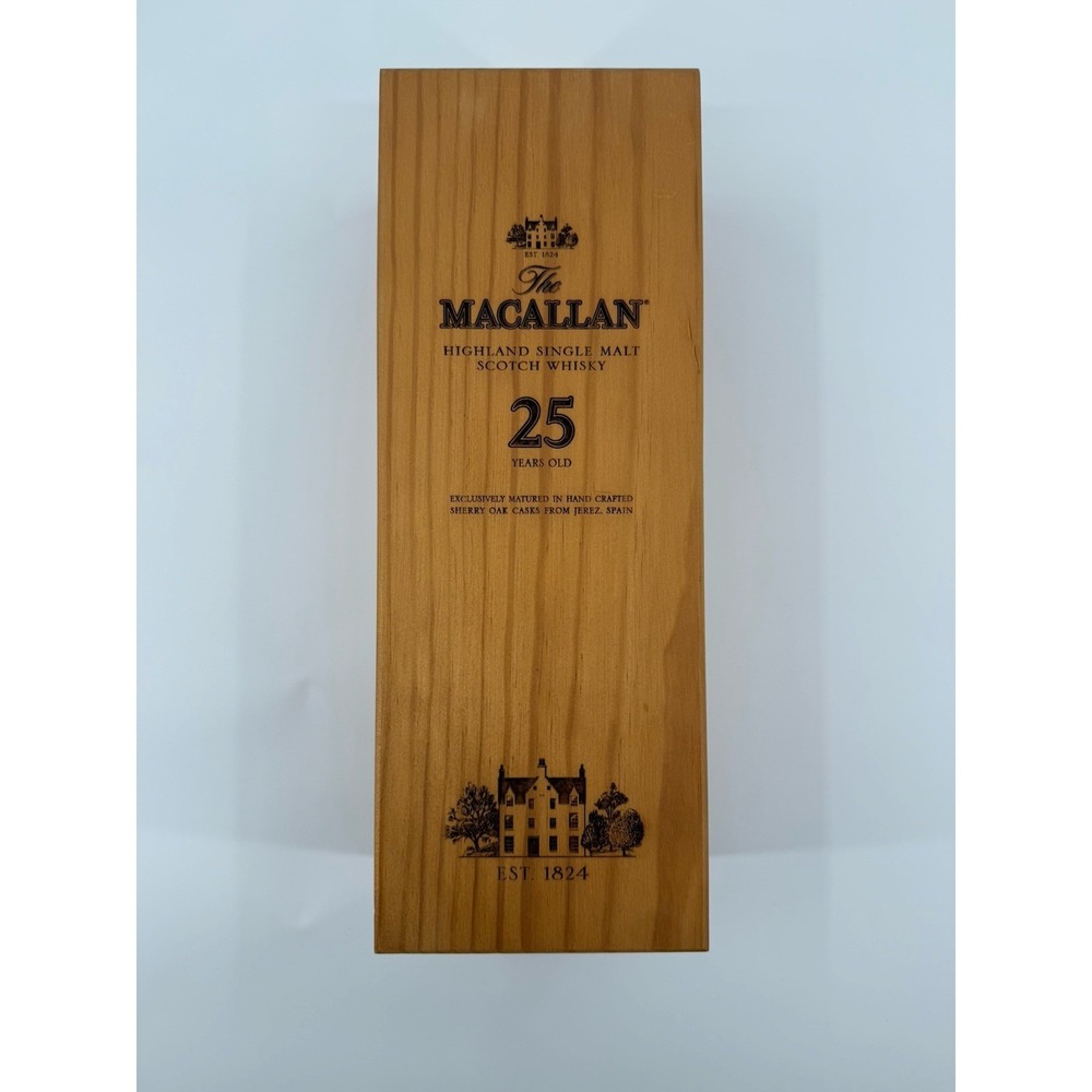 Macallan 25 Years Highland Single Malt Scotch Whiskey Wood Box Only